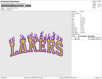 Lakers Flames 02 Embroidery
