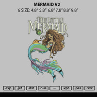 Mermaid V2 Embroidery File 6 sizes