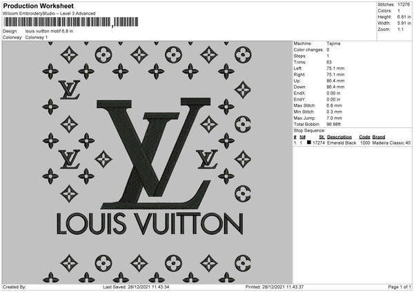 Buy Louis Vuitton Paris logo Embroidery Dst Pes File online in USA