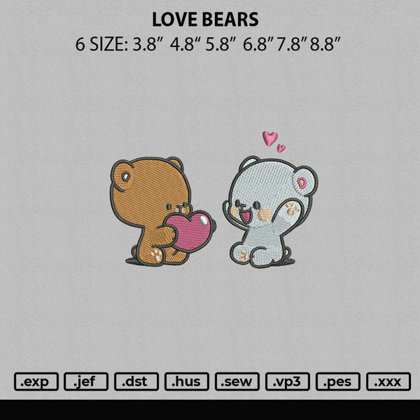 Love Bears Embroidery File 6 sizes
