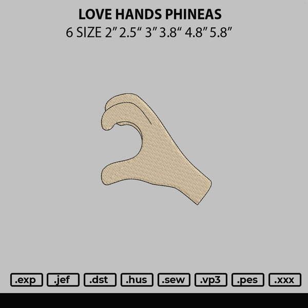 Love Hand Phineas Embroidery File 6 sizes