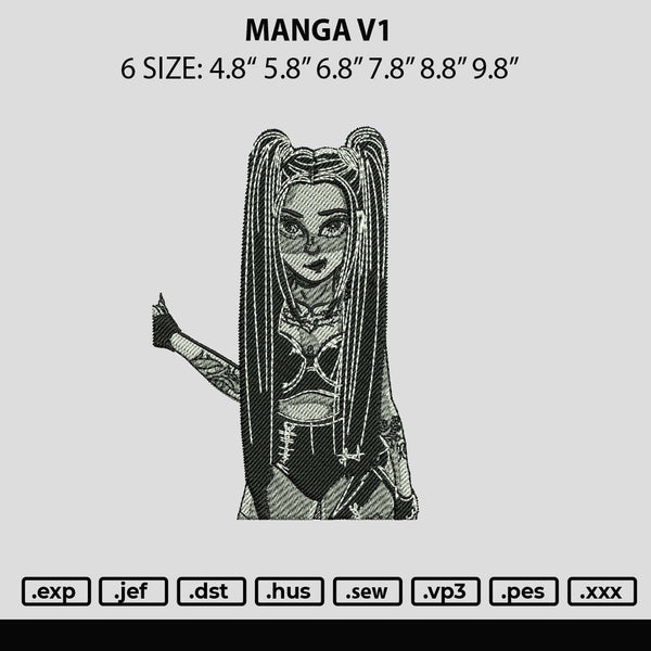 Manga V1 Embroidery File 6 sizes
