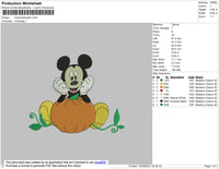 Mickey M Pumpkin Embroidery