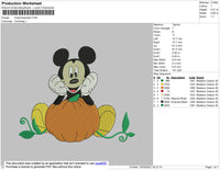 Mickey M Pumpkin Embroidery