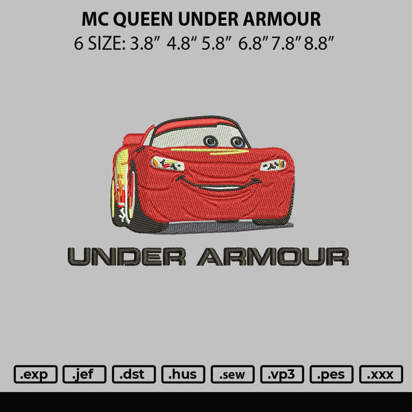 Mc Queen Under Armour Embroidery File 6 sizes