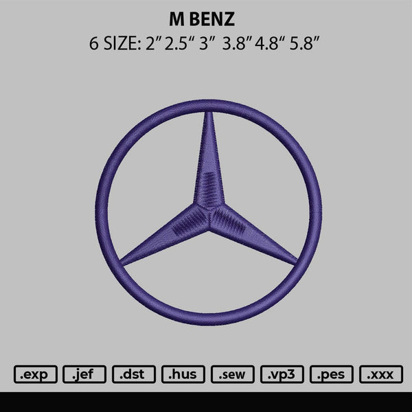 M Benz Embroidery File 6 sizes