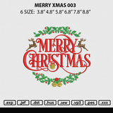 Merry Xmas 003 Embroidery File 6 sizes