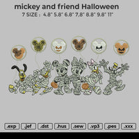 Mickey And Friend Halloween Embroidery File 6 size