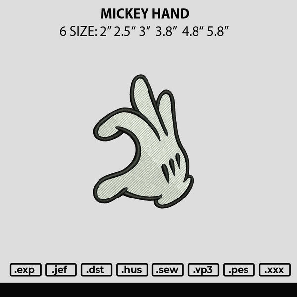 Mickey Hand Embroidery File 6 sizes