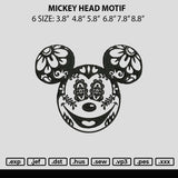 Mickey Head Motif Embroidery File 6 sizes