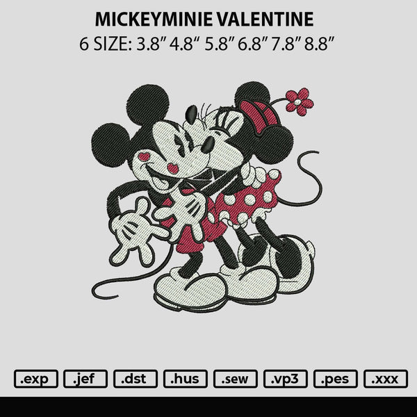 Mickeyminnie Valentine Embroidery File 6 sizes