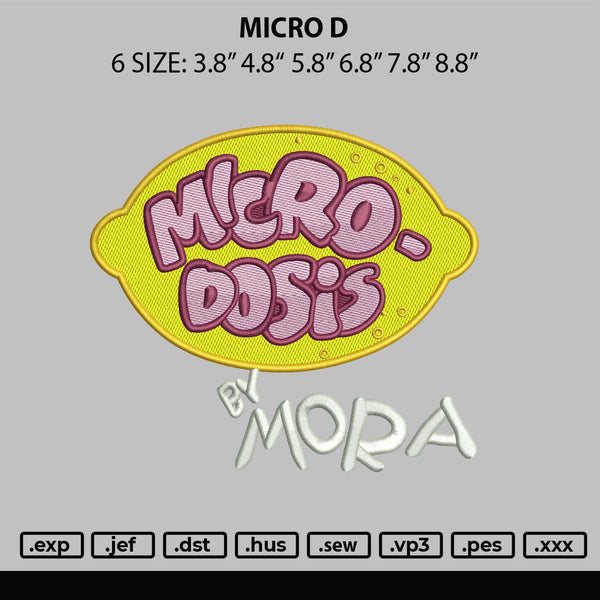 Micro D Embroidery File 6 sizes