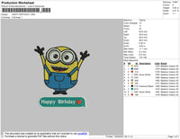 Minion Happy Birthday Embroidery