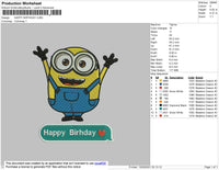 Minion Happy Birthday Embroidery