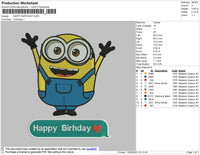 Minion Happy Birthday Embroidery