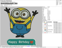 Minion Happy Birthday Embroidery