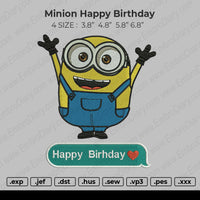 Minion Happy Birthday Embroidery