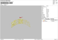 Minnesota Swoosh Embroidery File 6 sizes