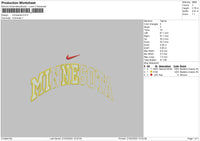 Minnesota Swoosh Embroidery File 6 sizes
