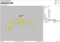 Minnesota Swoosh Embroidery File 6 sizes