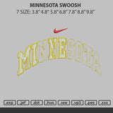 Minnesota Swoosh Embroidery File 6 sizes