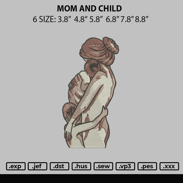 Mom And Child Embroidery File 6 sizes