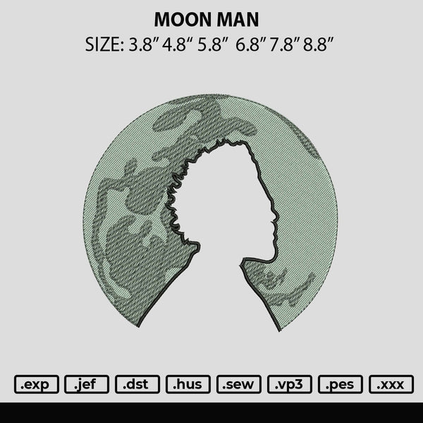 Moon Man Embroidery File 6 sizes
