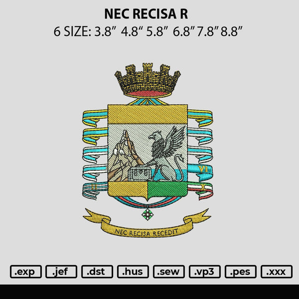 Nec Recis R Embroidery File 6 sizes