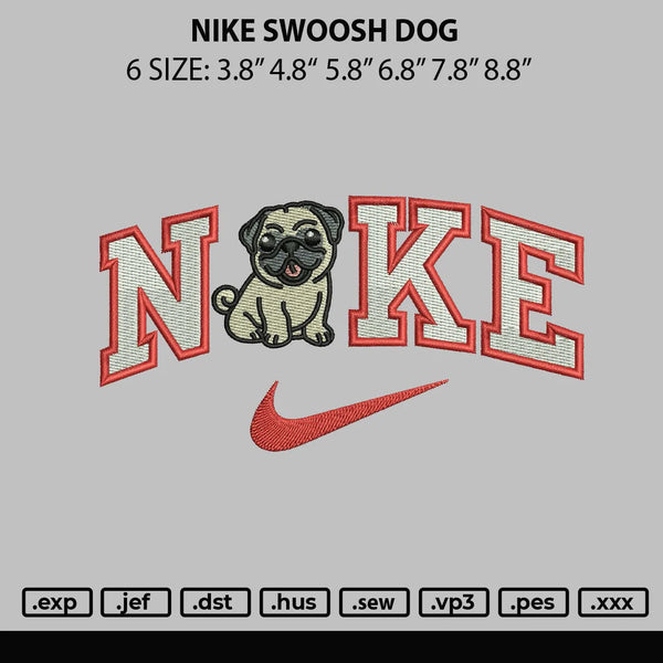 Nike Swoosh Dog Embroidery File 6 sizes