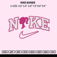 Nike Barbie Embroidery File 6 sizes