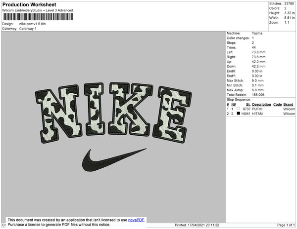 Nike cow print embroidery online