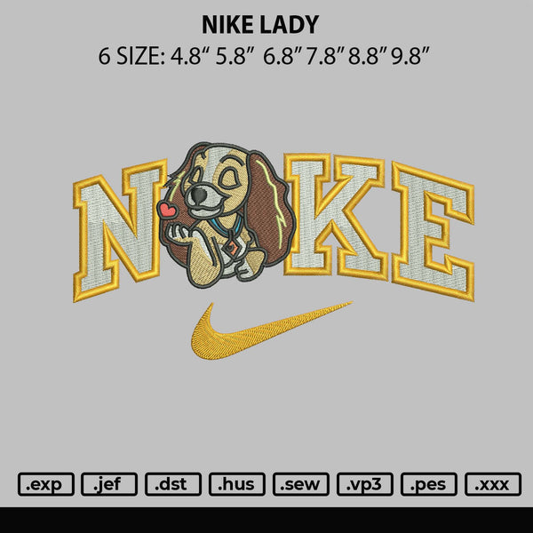 Nike Lady Embroidery File 6 sizes
