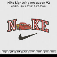 Nike Lightning mc queen v2 Embroidery File 6 size