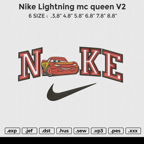 Nike Lightning mc queen v2 Embroidery File 6 size