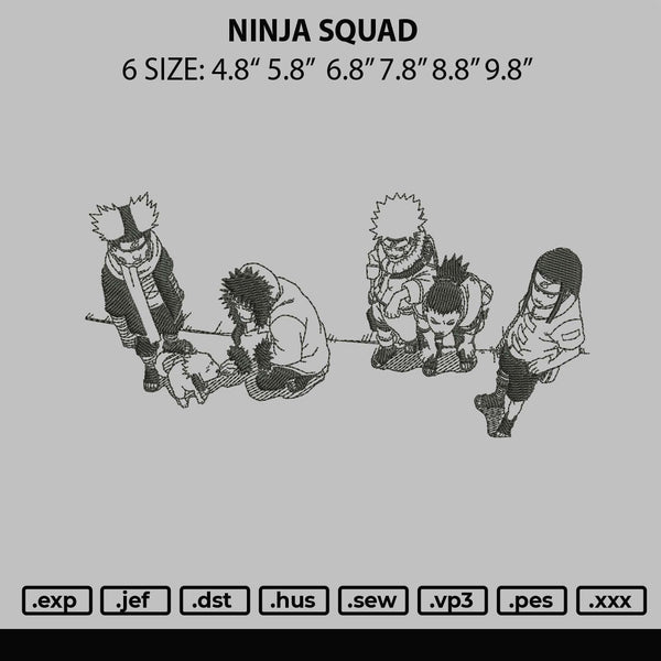 Ninja Squad Embroidery File 6 sizes