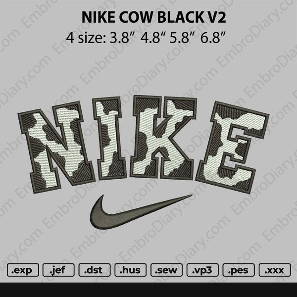 nike cow black v2 Embroidery