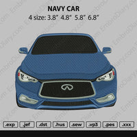 Navy Car Embroidery
