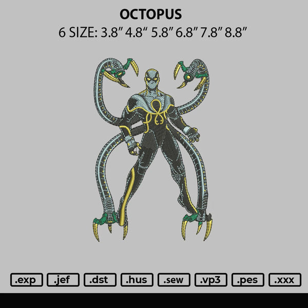 Octopus Embroidery File 6 sizes