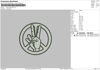 Peace Signhand Embroidery File 6 sizes