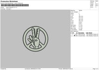 Peace Signhand Embroidery File 6 sizes