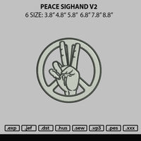 Peace Signhand Embroidery File 6 sizes