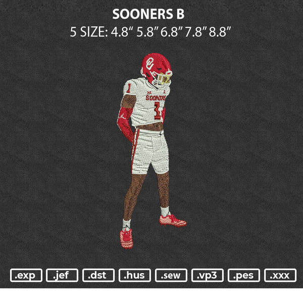 Photo Sooners B Embroidery FIle 6 sizes