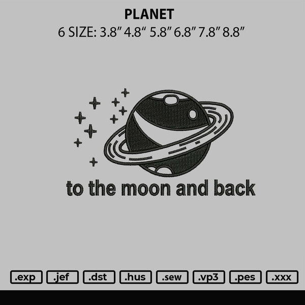 Planet Embroidery File 6 sizes
