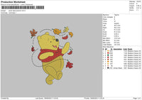 Pooh Autumn Embroidery File 6 sizes