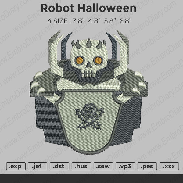 Robot Halloween Embroidery