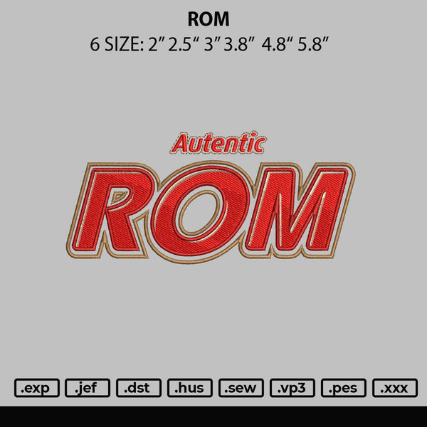 Rom Embroidery File 6 sizes
