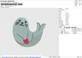 Sea Lion Love Embroidery File 6 size