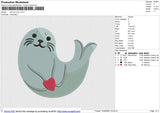 Sea Lion Love Embroidery File 6 size