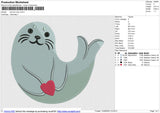 Sea Lion Love Embroidery File 6 size