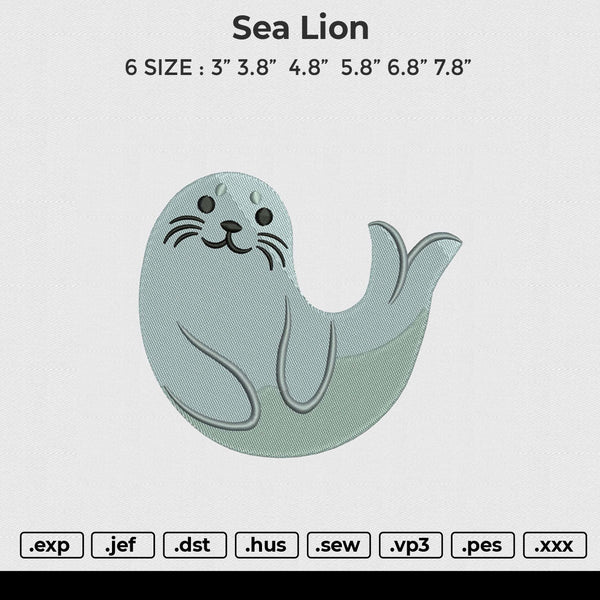 Sea Lion Embroidery File 6 size